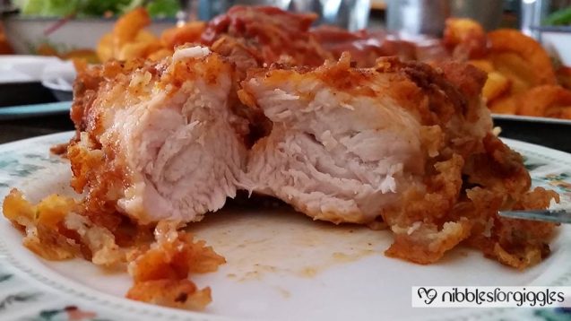 Inside the crispy fried chicken